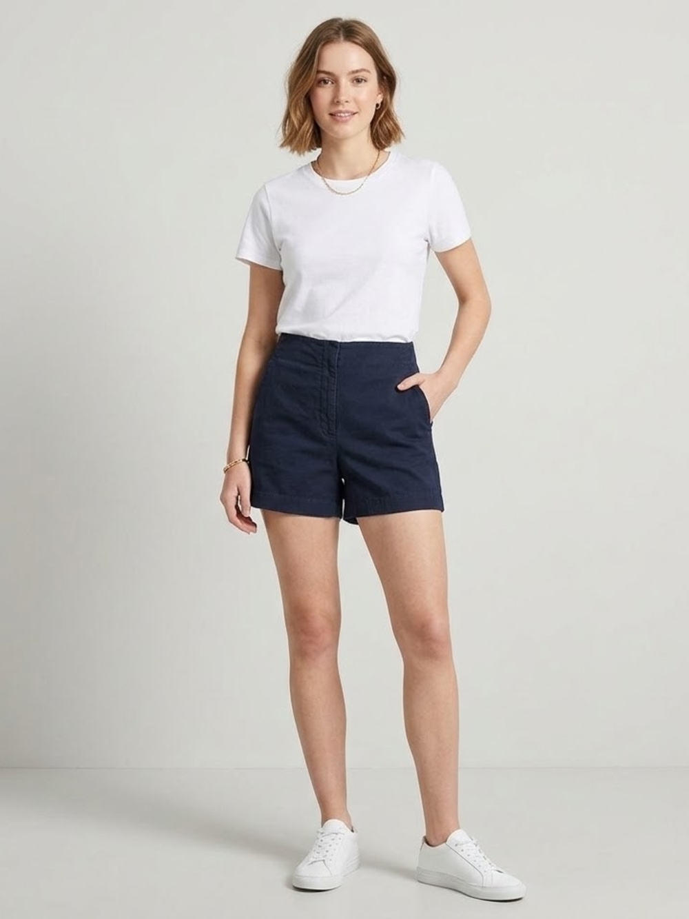 COS Navy High-Rise Tailored Shorts